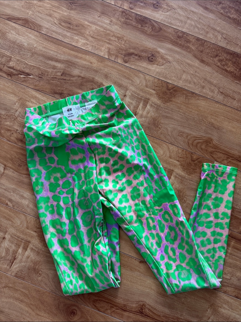 H&M Studio S/S 2022 Neon Green and Purple Animal Print Leggings
